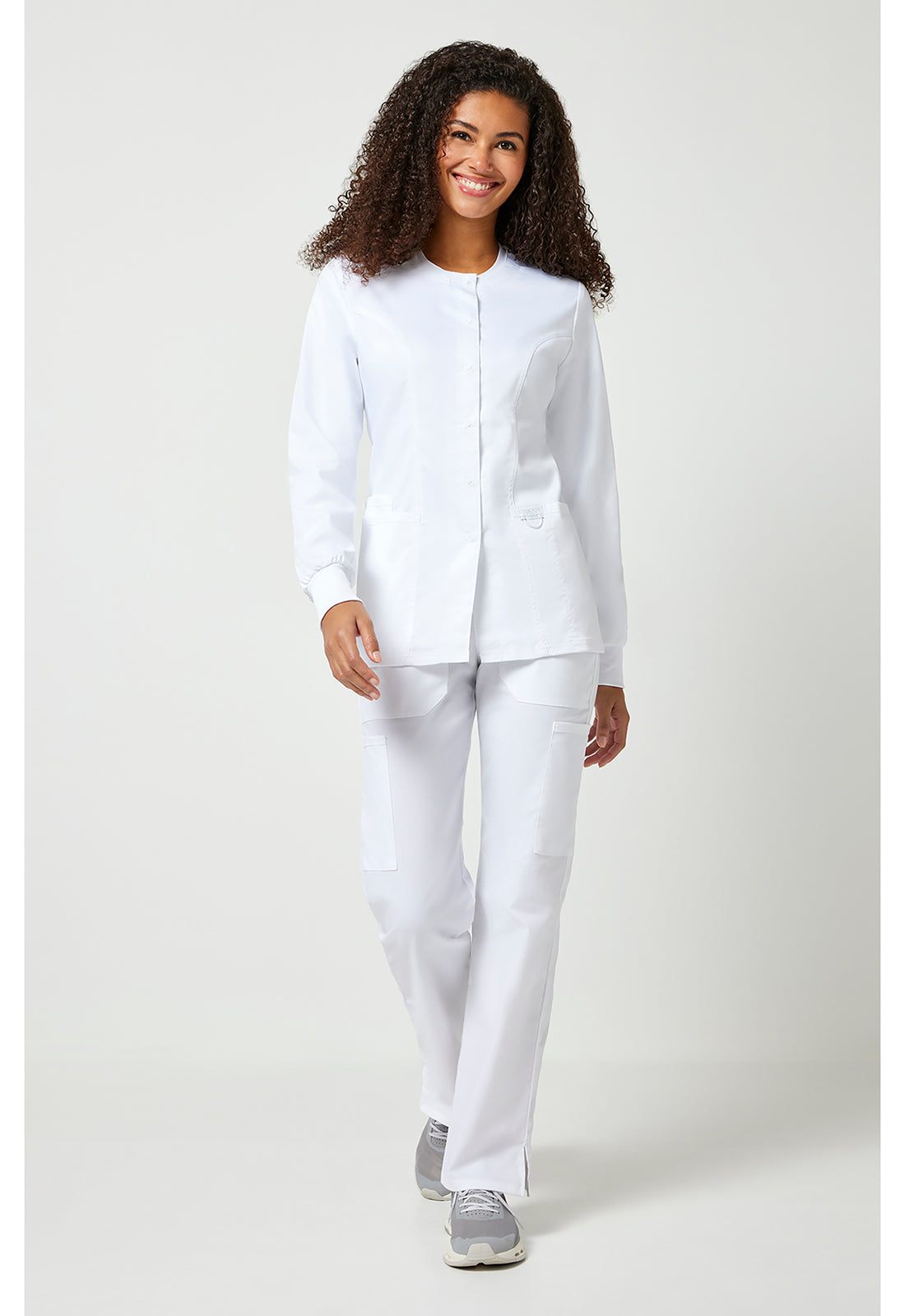 Damen Aufwärmjacke mit Druckknopfleiste