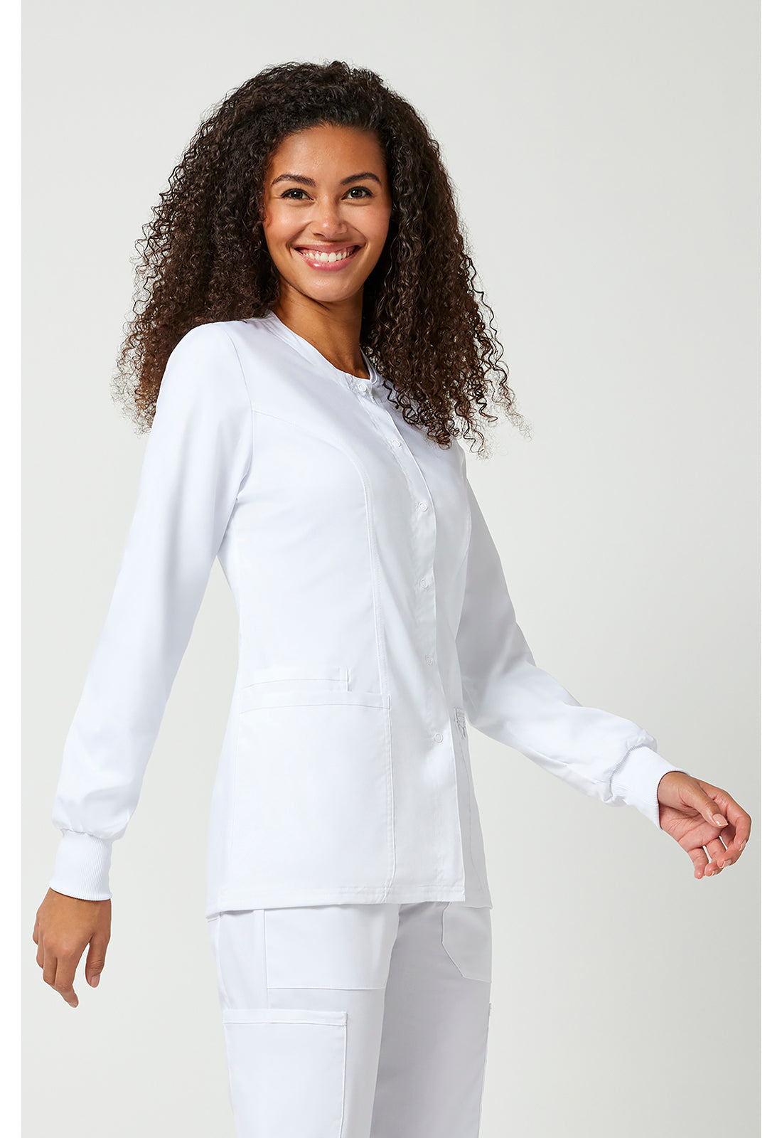 Damen Aufwärmjacke mit Druckknopfleiste