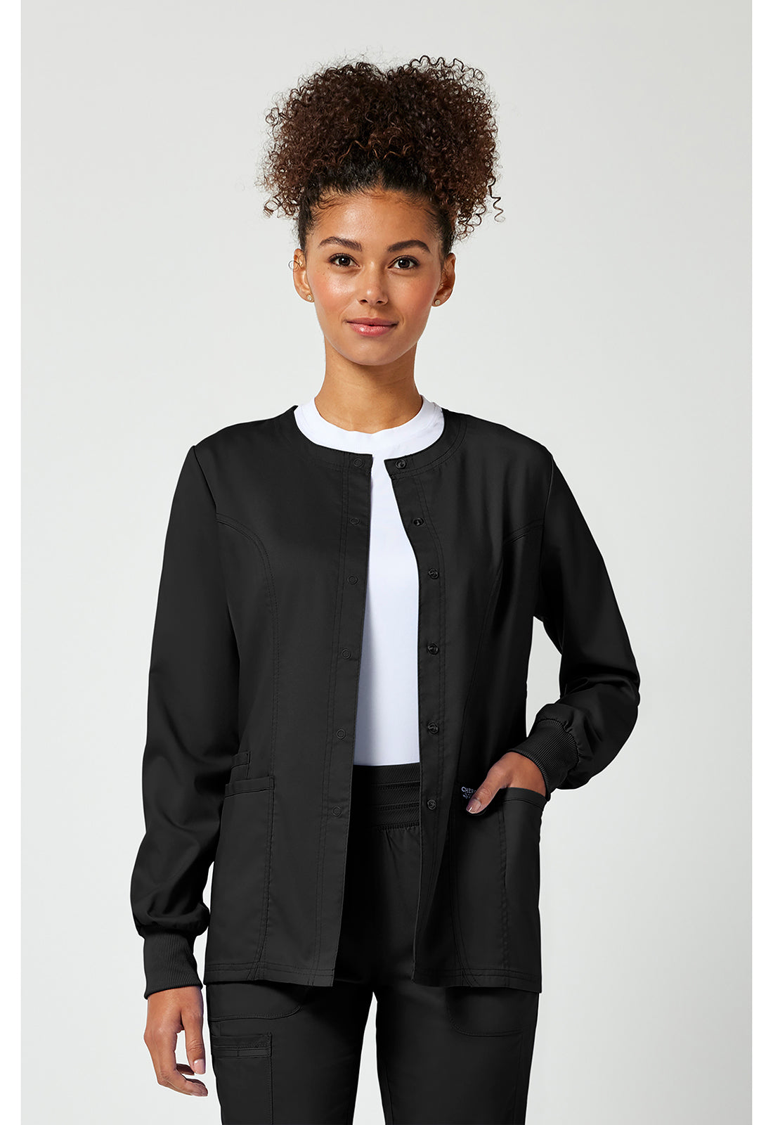 Damen Aufwärmjacke mit Druckknopfleiste