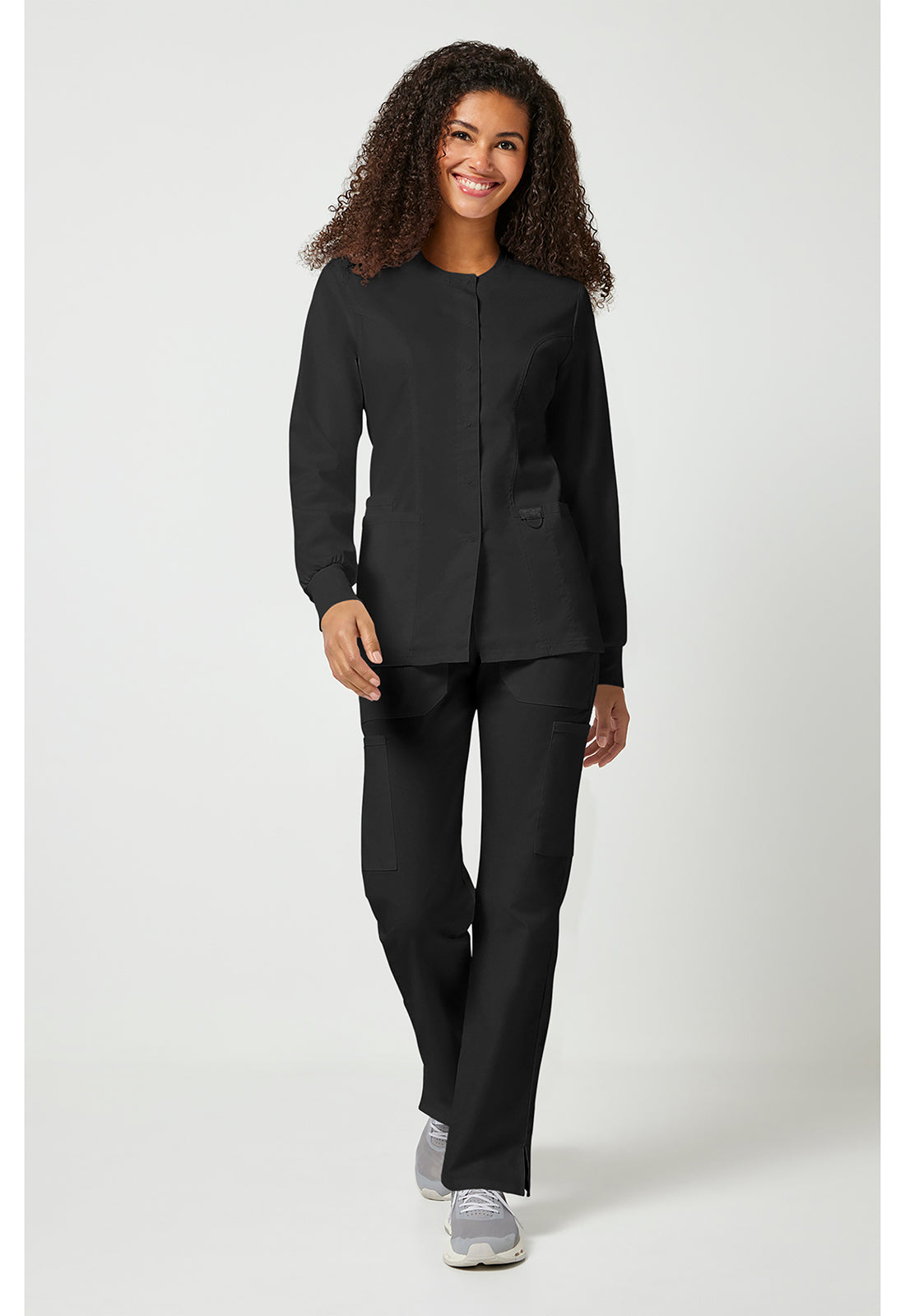 Damen Aufwärmjacke mit Druckknopfleiste
