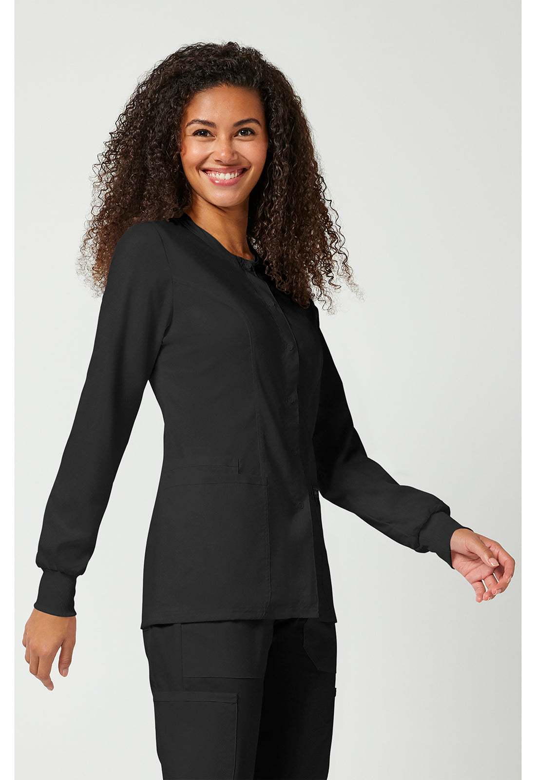 Damen Aufwärmjacke mit Druckknopfleiste