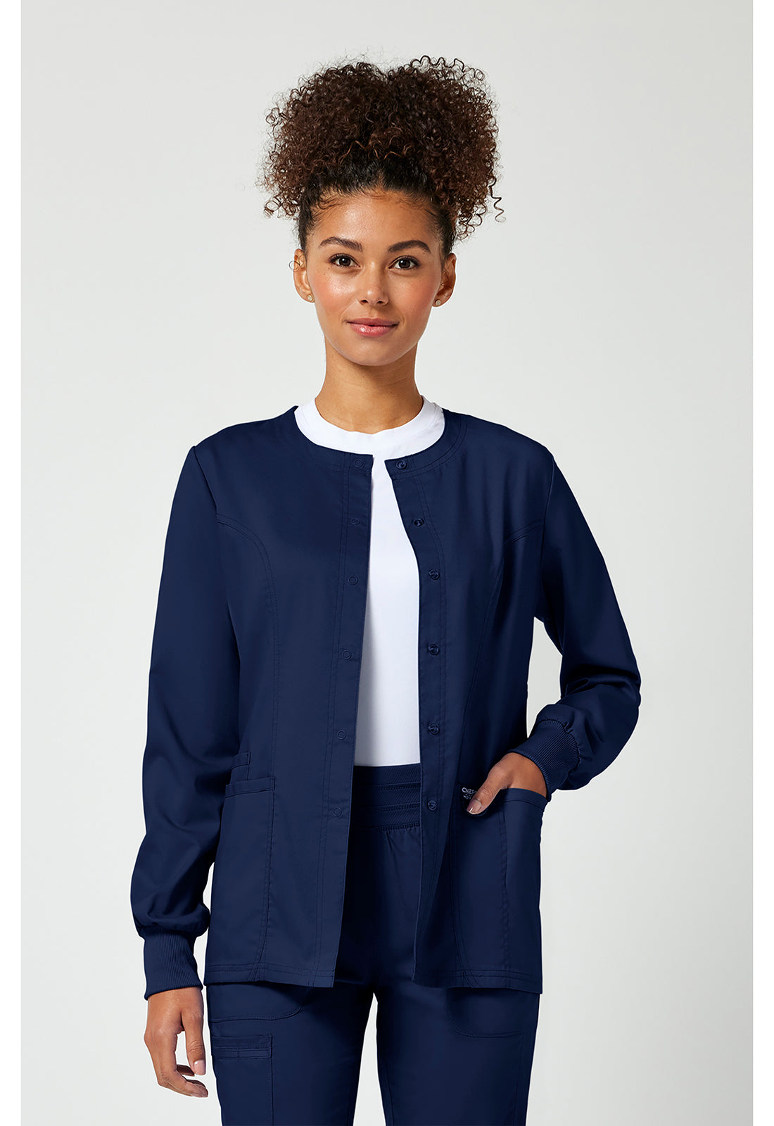 Damen Aufwärmjacke mit Druckknopfleiste