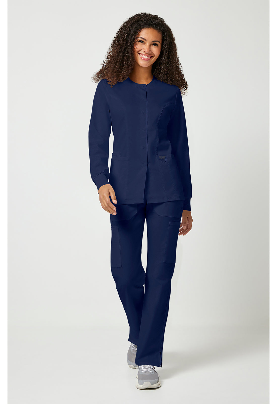 Damen Aufwärmjacke mit Druckknopfleiste