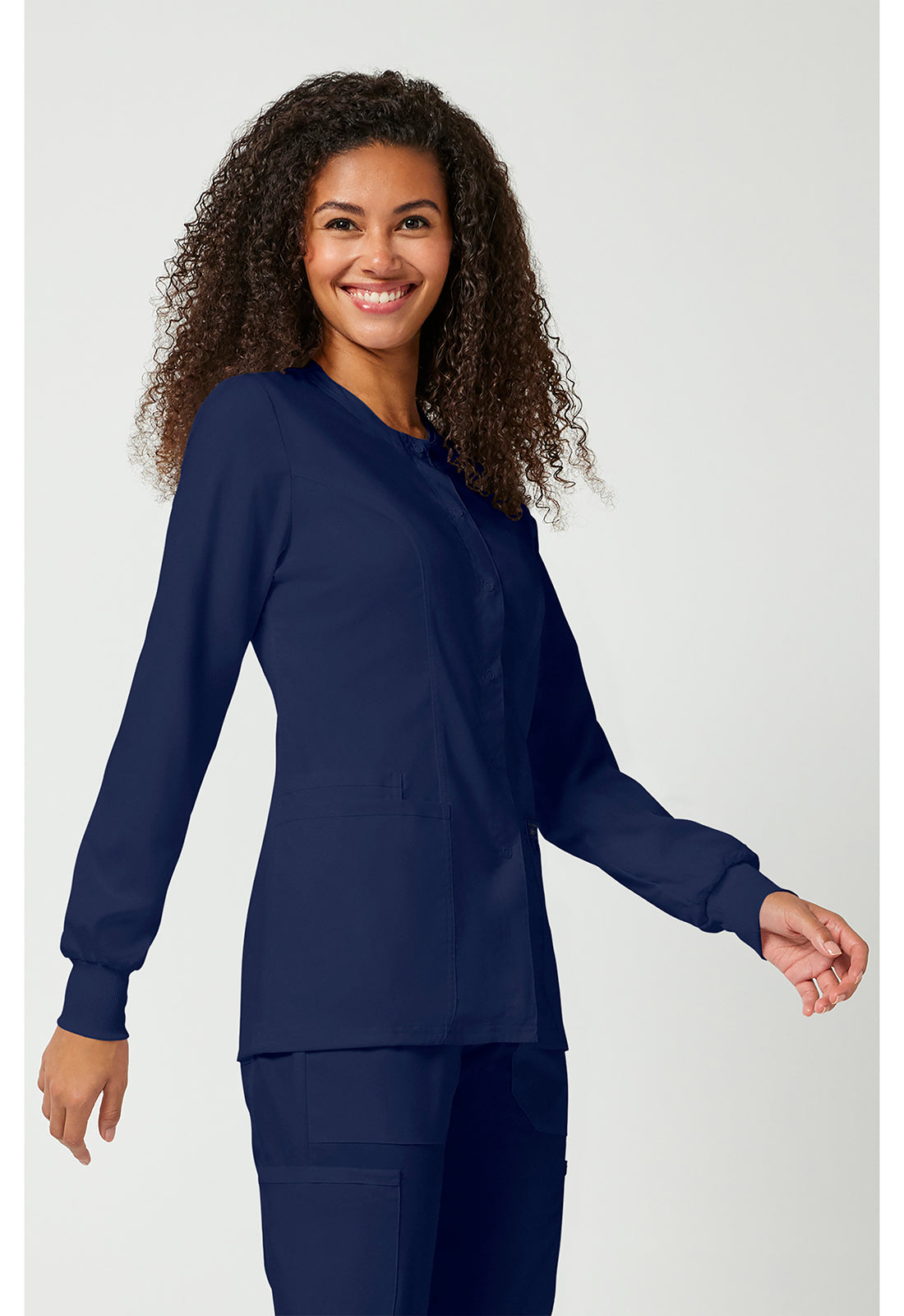 Damen Aufwärmjacke mit Druckknopfleiste