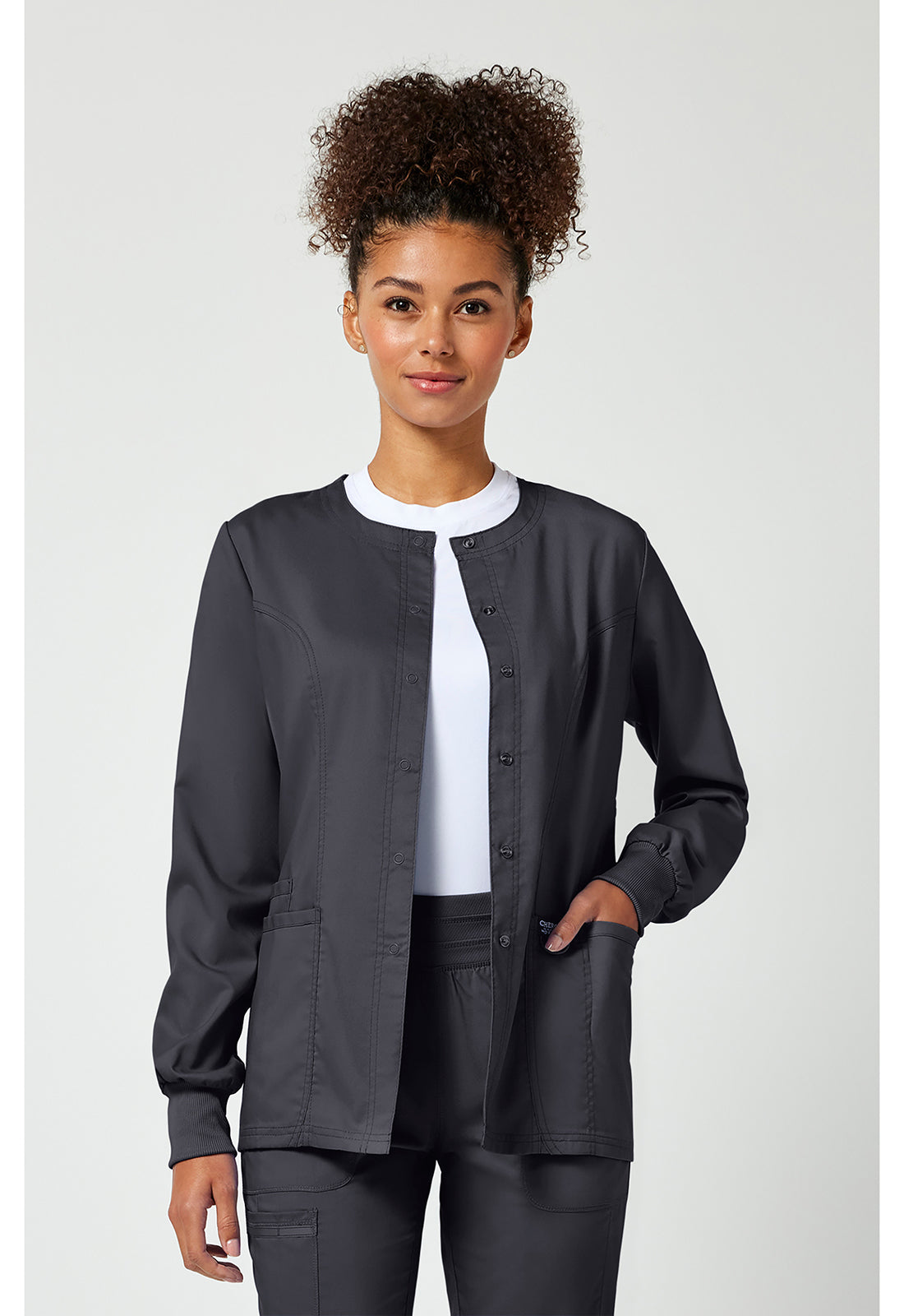 Damen Aufwärmjacke mit Druckknopfleiste