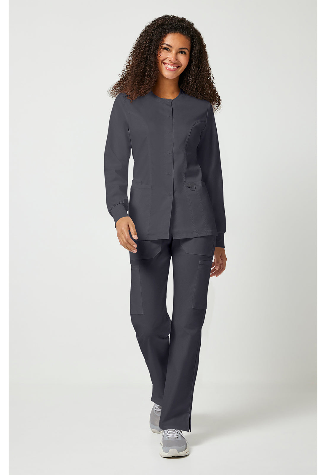 Damen Aufwärmjacke mit Druckknopfleiste
