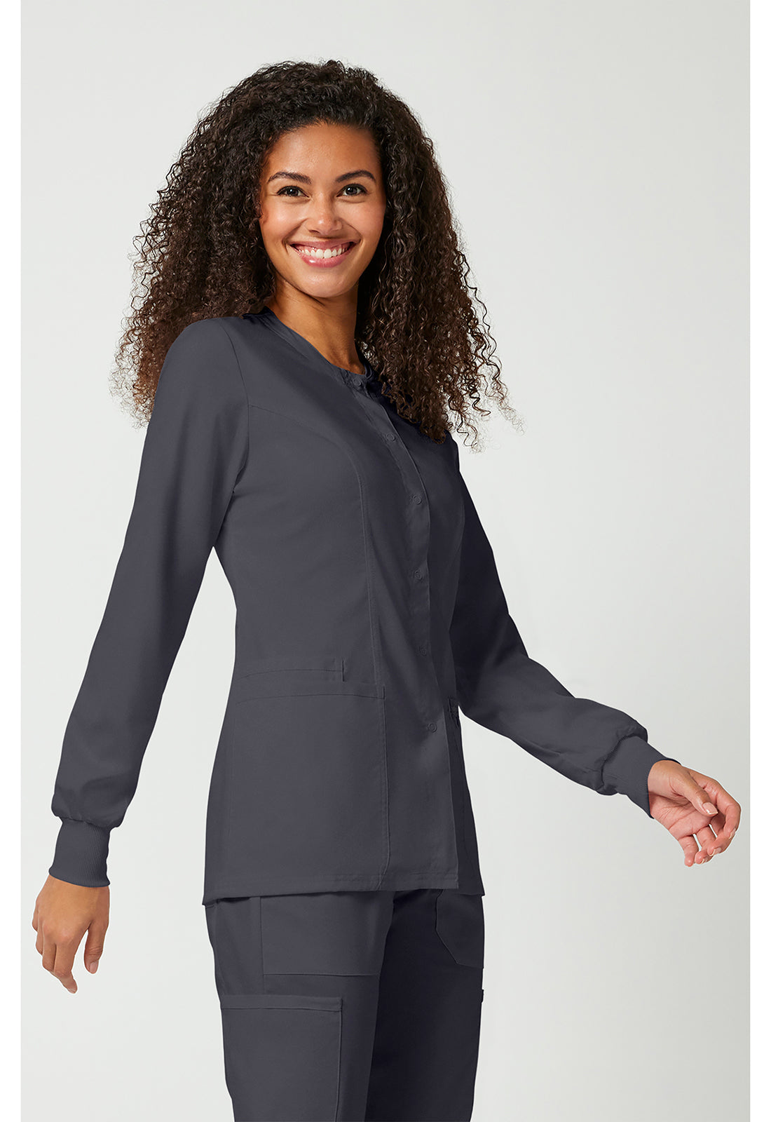 Damen Aufwärmjacke mit Druckknopfleiste